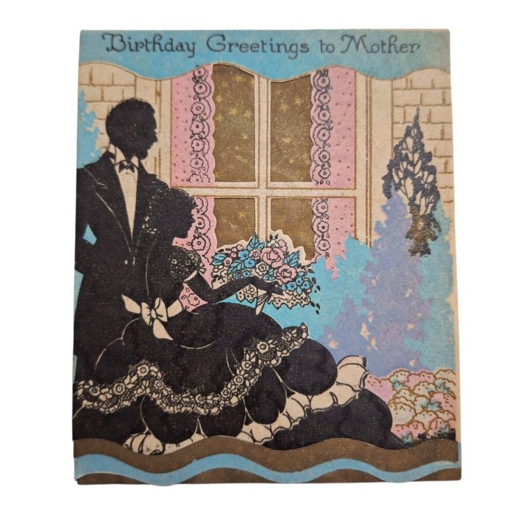 Birthday Greetings To‎ Mother Vintage Card 1950s Folded Paper Flowers Embossed